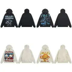 Hoodie mit Cartoon-Druck und Waschung